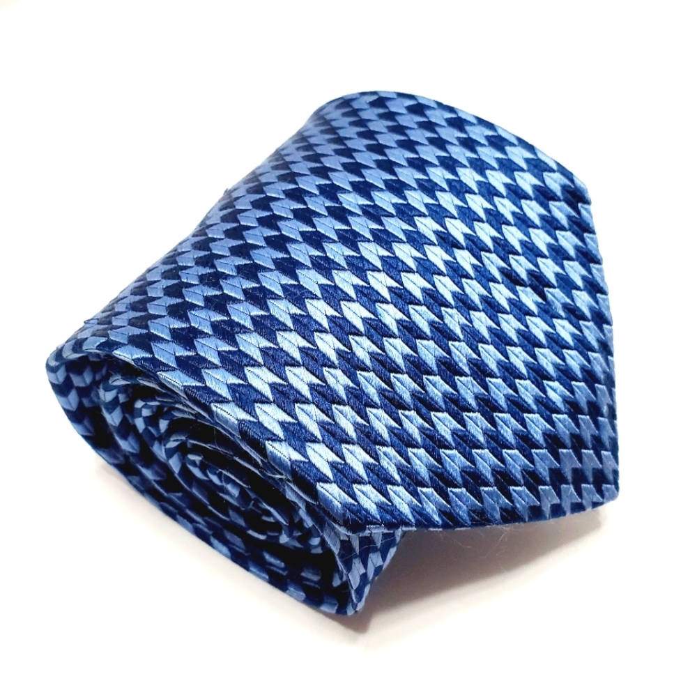 Echo Necktie Blue Geometric Pattern Jacquard Fabr… - image 1